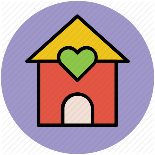 Heart With Home, Home, House, Hut, Loving Home Icon