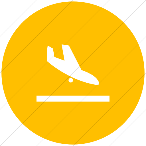 Flat Circle White On Yellow Raphael Plane Landing Icon