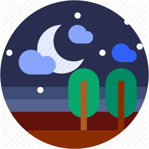 Circle, Flat Icon, Landscape, Moon, Night, Star Icon