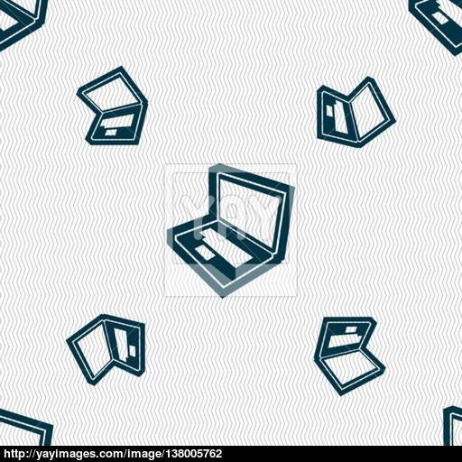 Laptop Icon Sign Seamless Pattern With Geometric Texture Vector