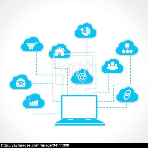 Laptop With Business Icon Vector