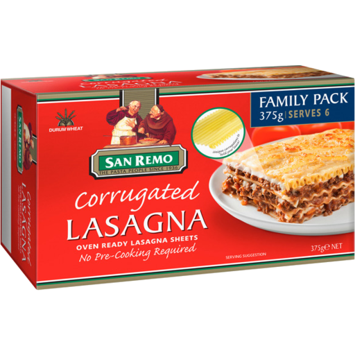 San Remo Pasta Lasagna Sheets Oven Ready Corrugated Family Pack