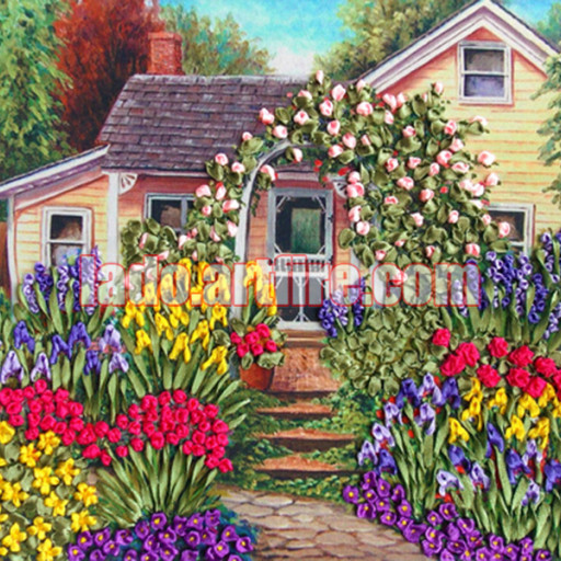 Irises Arch Ribbon Embroidery Diy Kit, Housewarm Gift, Room Decor