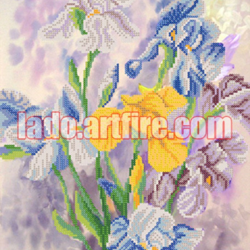 Irises Bead Embroidery Diy Kit, Wall Art Decor, Housewarm Gift