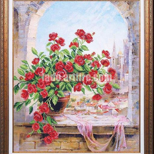 July Roses Diy Beaded Embroidery Kit, Housewarming Gift Idea