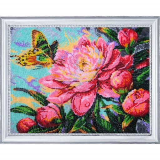 Peonies Flowers Bead Embroidery Kit Beadwork Beaded Embroidery Kit