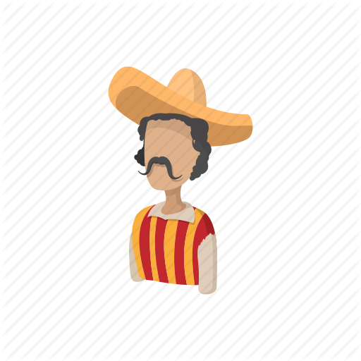 Cartoon, Hat, Latino, Man, Mexican, Mex Sombrero Icon