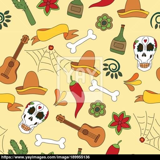 Mexico Icons Seamless Pattern