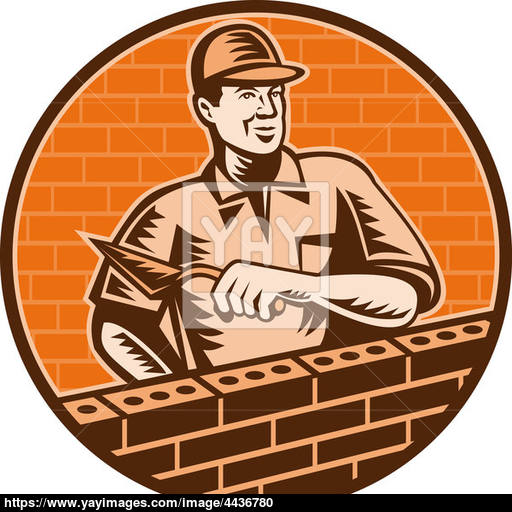Mason Worker Or Brick Layer Icon Image