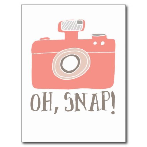 Oh Snap Girly Camera Doodle Peach Brown Postcard Z Best