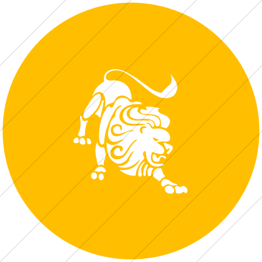 Flat Circle White On Yellow Zodiac Leo Icon
