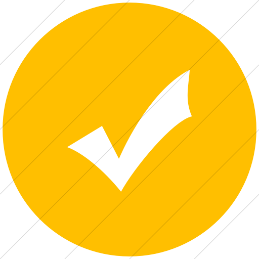Flat Circle White On Yellow Classica Check Mark Icon