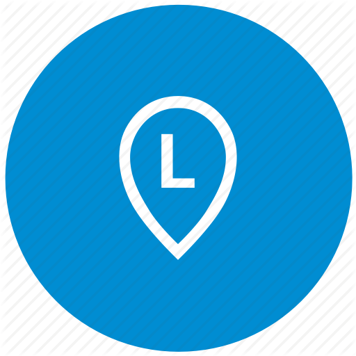 L, Letter, Map, Point, Round Icon