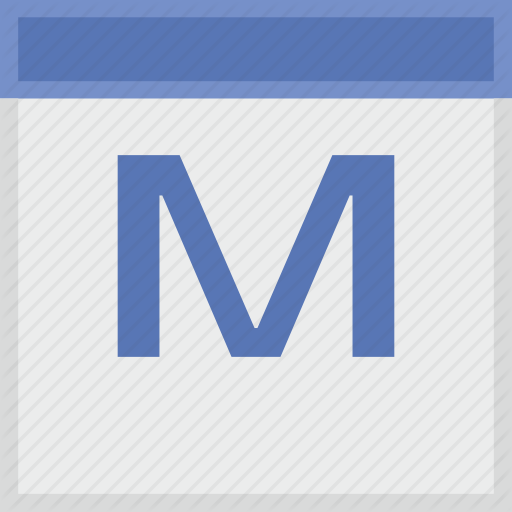 Calendar, Key, Latin, Letter, M Icon