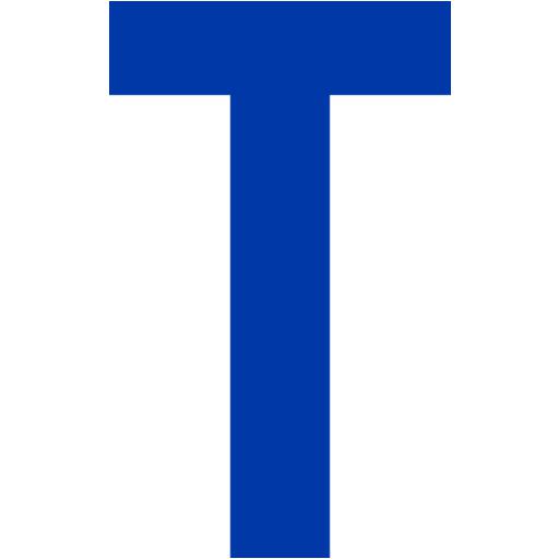Royal Azure Blue Letter T Icon