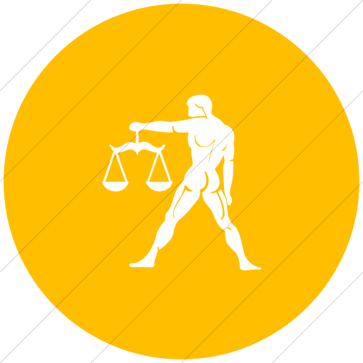Flat Circle White On Yellow Zodiac Libra Icon