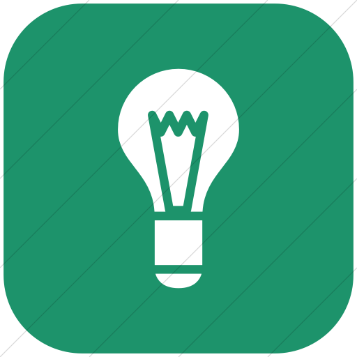 Flat Rounded Square White On Aqua Raphael Light Bulb Icon