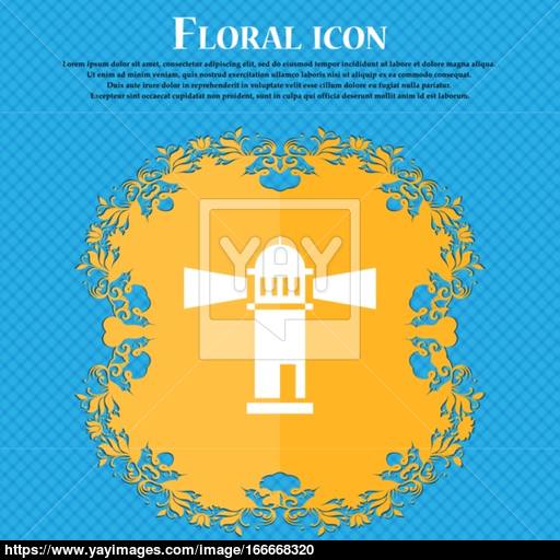 Lighthouse Icon Icon Floral Flat Design On A Blue Abstract