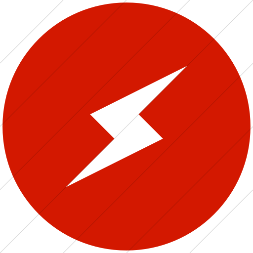 Flat Circle White On Red Raphael Lighting Bolt Icon