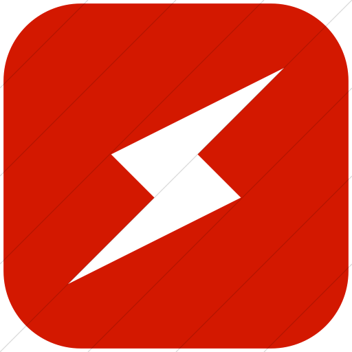 Flat Rounded Square White On Red Raphael Lighting Bolt Icon