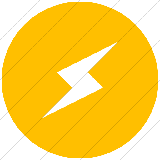 Flat Circle White On Yellow Raphael Lighting Bolt Icon