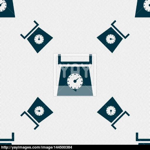 Kitchen Scales Icon Sign Seamless Pattern With Geometric Texture