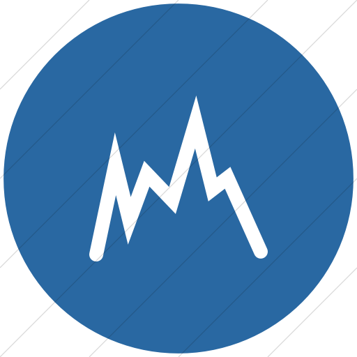 Flat Circle White On Blue Raphael Line Chart Icon