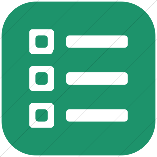 Flat Rounded Square White On Aqua Broccolidry List Icon