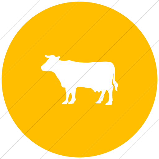 Flat Circle White On Yellow Animals Cow Icon