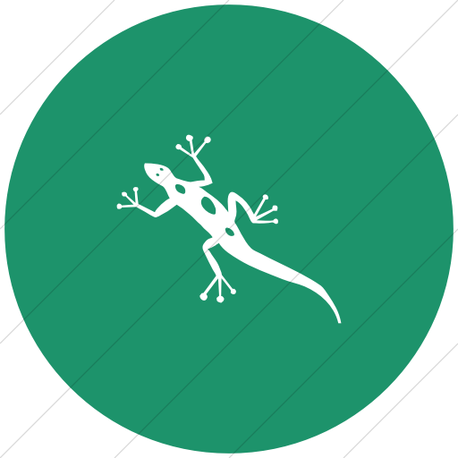 Flat Circle White On Aqua Animals Lizard Icon