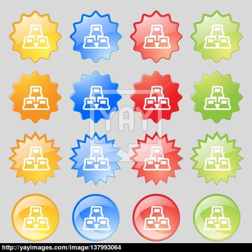 Local Area Network Icon Sign Big Set Of Colorful Modern