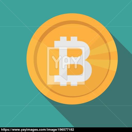 Bitcoin Circle Icon With Long Shadow Flat Design Style Crypto