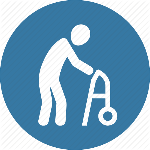 Long Term Care, Old Man, Walker Icon