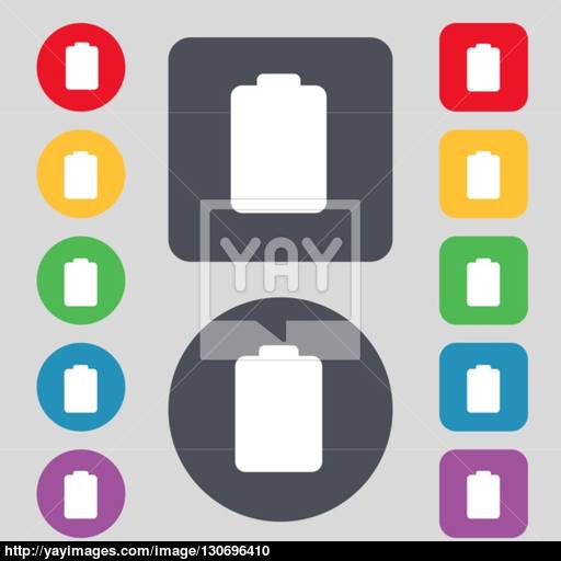 Battery Empty, Low Electricity Icon Sign A Set Of Colored