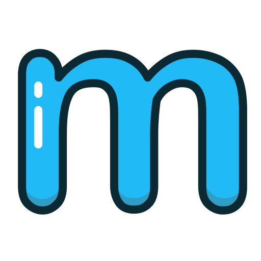Blue, Letter, Lowercase, M Icon