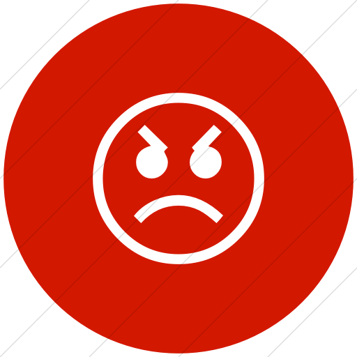 Flat Circle White On Red Classic Emoticons Angry Face Icon