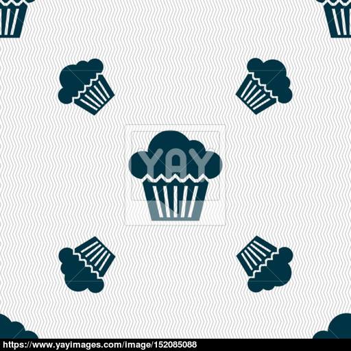 Cake Icon Sign Seamless Pattern With Geometric Texture Vector