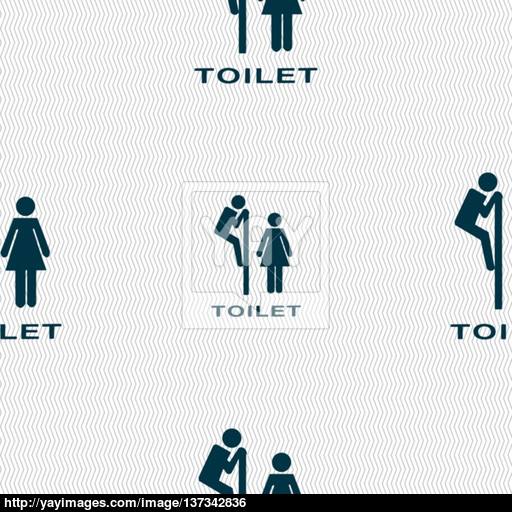 Toilet Icon Sign Seamless Pattern With Geometric Texture Vector