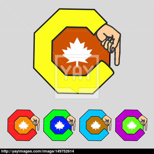 Maple Leaf Icon Set Colourful Buttons Image