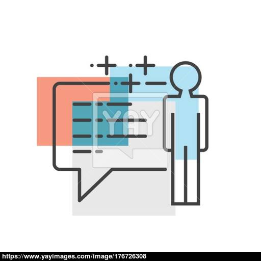 Reporter With Bubble Talk Advertisement, Marketing Icons Flat Co