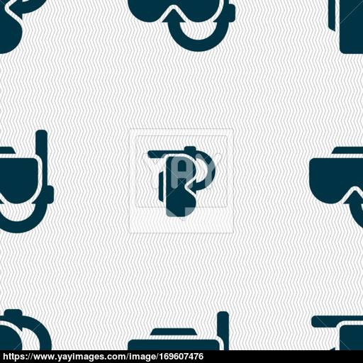 Diving Mask Icon Sign Seamless Pattern With Geometric Texture