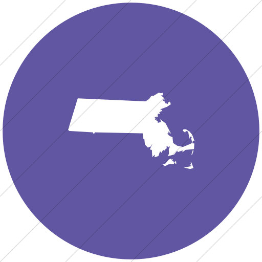 Flat Circle White On Purple Us States Massachusetts Icon
