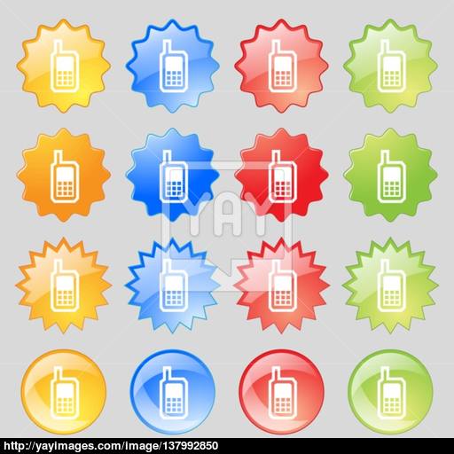Mobile Phone Icon Sign Big Set Of Colorful Modern Buttons