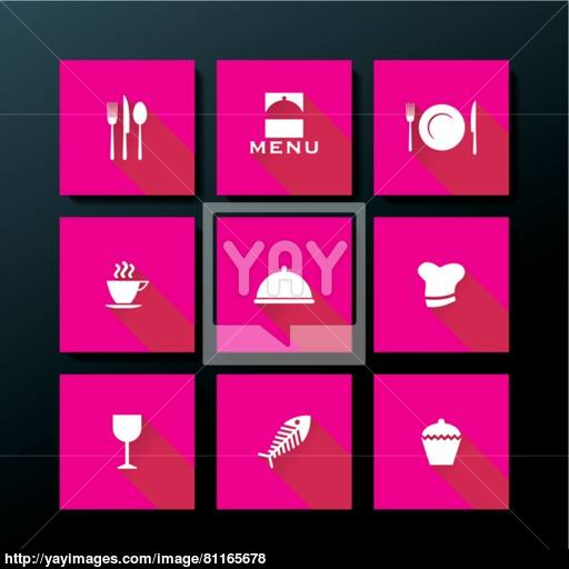 Vector Flat Restaurant Icon Set Vector