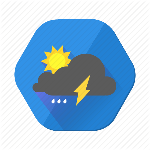 Clouds, Cloudy, Forecast, Lightning, Moon, Rain, Sun Icon