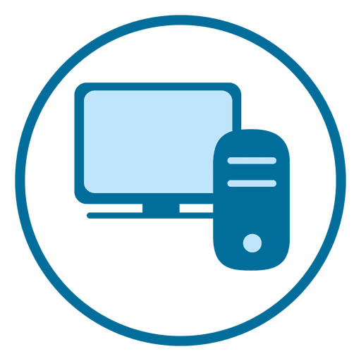 Blue Computer Circle Icon