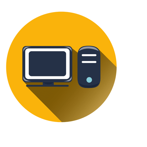 Computer Circle Icon With Drop Shadow