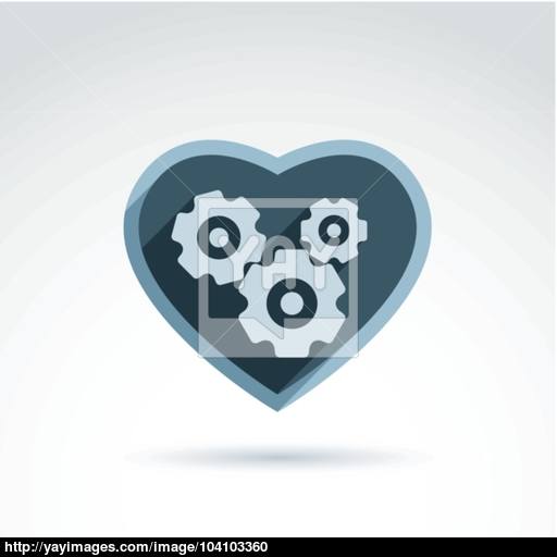 Vector Illustration Of A Mechanical Heart Love Machine Icon Ge