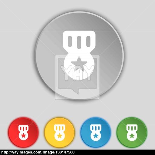 Award, Medal Of Honor Icon Sign Symbol On Five Flat Buttons