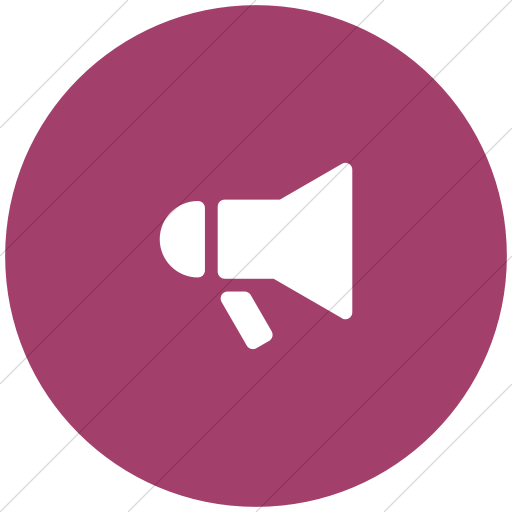 Flat Circle White On Pink Foundation Megaphone Icon